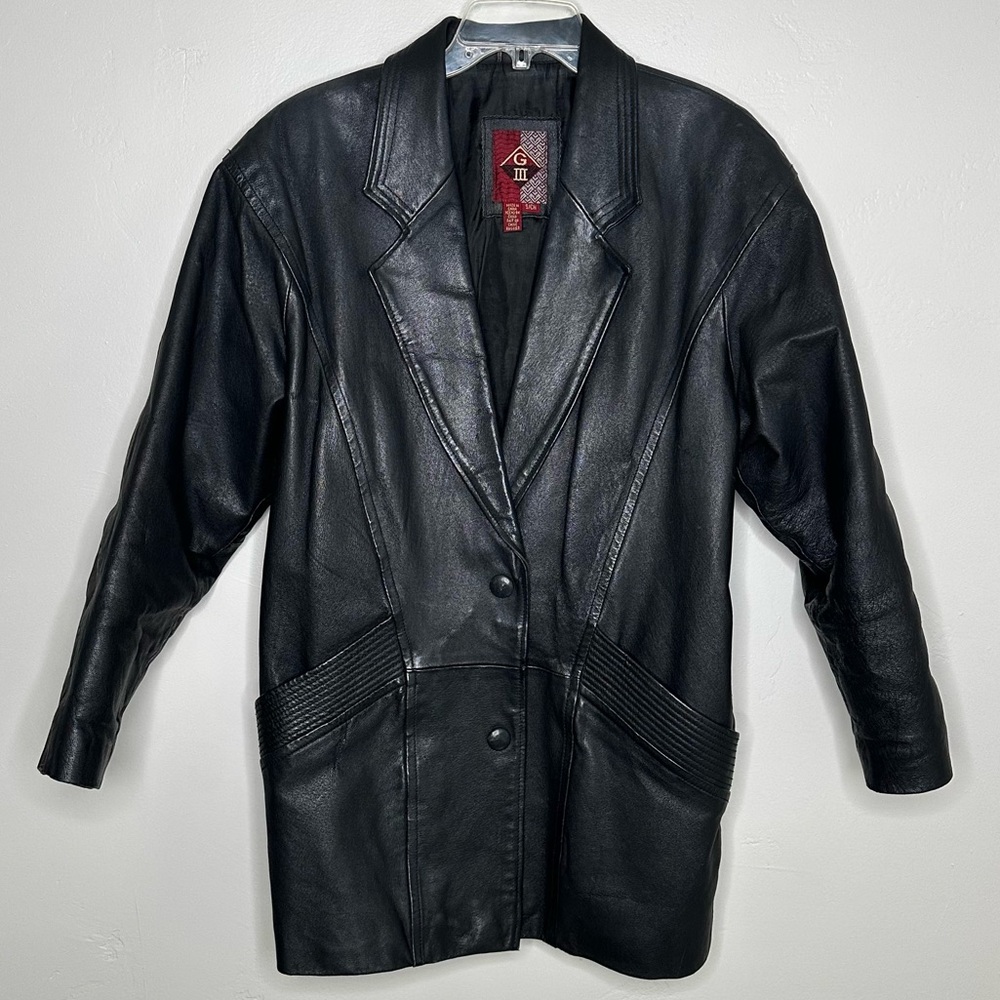 Vintage Black Leather Blazer Jacket
